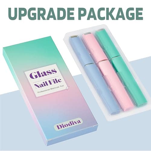 Diodiva Glass Nail File 3 Pack with Case for Natural Nails Fingernail Files | Etched Tempered Glass Double-Sided Crystal Nail Files, Fine Grit Gentle Nail Care Prevent Splitting Stocking Stuffers Gifts thumbnail 11