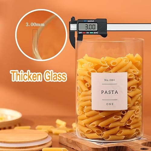 6-Pack Borosilicate Glass Storage Jars with Bamboo Lids + 132 Pre-Printed Pantry Labels Included, BPA-Free Thicken Airtight Containers for Flour, Sugar, Rice, Microwave & Freezer Safe(100OZ/54OZ/27OZ) thumbnail 4