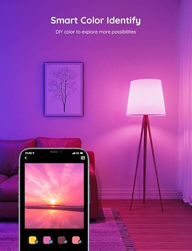 Govee Smart Light Bulbs, Color Changing Light Bulb, Work with Alexa and Google Assistant, 16 Million Colors RGBWW, WiFi & Bluetooth LED Light Bulbs, Music Sync, A19, 800 Lumens, 4 Pack thumbnail 2