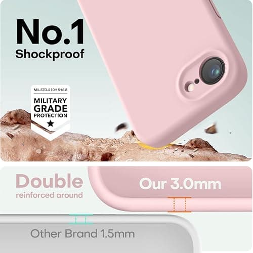 LOVE 3000 Designed for iPhone 16e/17e Case, Premium Silicone with [Soft Anti-Scratch Microfiber Lining] Shockproof Protective Phone Case for Holsters 6.1", Chalk Pink thumbnail 4