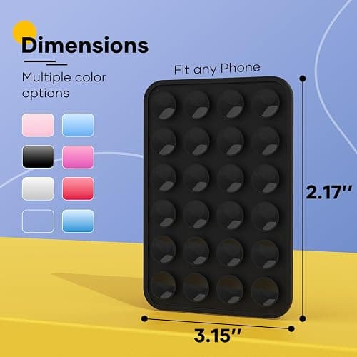 Silicone Phone Sticky Grip, Suction Phone Case Mount for iPhone and Android, Hands-Free Sticky Cell Phone Grip, Mobile Fidget Mirror Holder for Selfies and Videos thumbnail 3