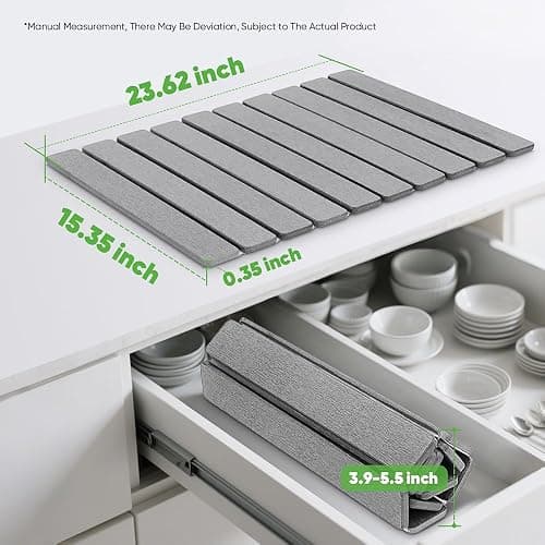 Stone Drying Mat for Kitchen Counter, Quick Diatomaceous Earth Mats for Dishes, 23.6"L x 15.7" W Super Absorbent Fast-Drying Collapsible Countertop Stone Mat (Light Grey, 24" x 16") thumbnail 2
