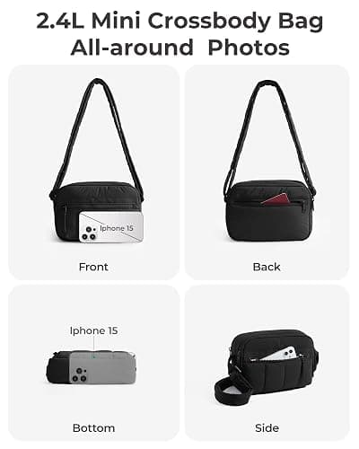 BAGSMART Cross Body Purse, Mini Crossbody Bags for Women Travel Purse, Puffy Shoulder Handbag Wallet with RFID Blocking Slots, Black-small thumbnail 4