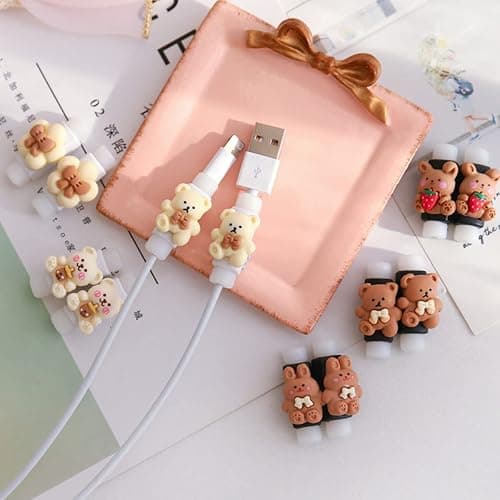 KIASRZN 2 in 1 Data Cable Protector Cover, Cute Cartoon Data Cable Protective case, Mobile Phone Charging Cable Anti-Break Protector,Compatible with All Data Cable Mini Cartoon Sets thumbnail 5