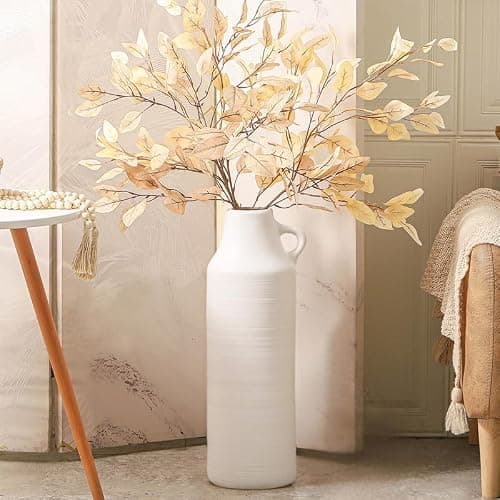 Mitt&Ditt Tall Floor Vase with Handles, 22.8 inch Large Flower Vase, Boho Decorative Pampas Grass Vases, Modern Ceramic Vase for Home Decor, Living Room, Table (White) thumbnail 3