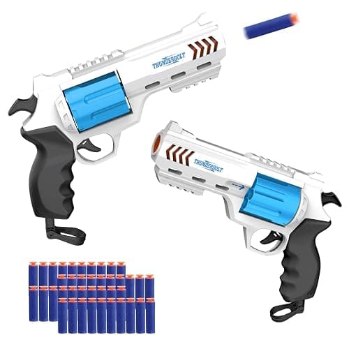 2 Pack Foam Dart Blaster Set for Kids with 40 Darts, 8 Dart Rotating Barrel, Kids Outdoor Games for Boys and Girls, Teens Ages 8+ - Image 1