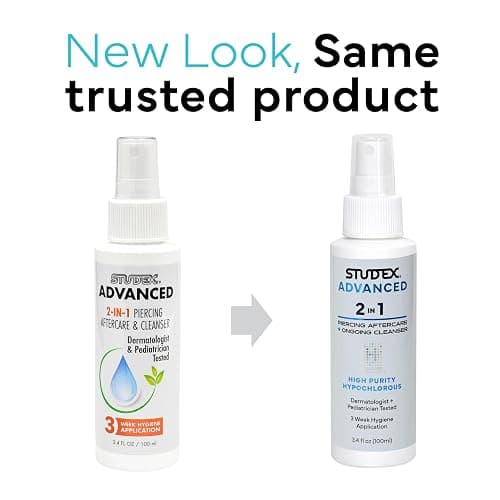 Studex Advanced 2-in-1 Piercing Aftercare & Cleanser – Hypochlorous Spray for Body and Ear Piercing, Hypoallergenic Formula for Sensitive Skin (Pack of 2) thumbnail 2