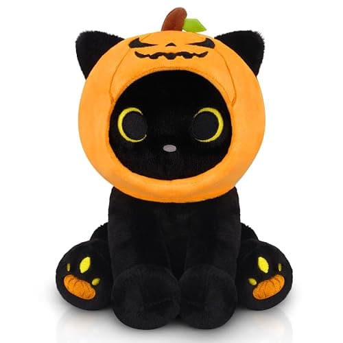 Hagusahuo Halloween Plush, 8inch Pumpkin Black Cat Plush Halloween Stuffed Animals for Kids, Cute Plushies Kawaii Stuffed Cat Soft Doll Toy for Boys, Girls, Girlfriend - Image 1