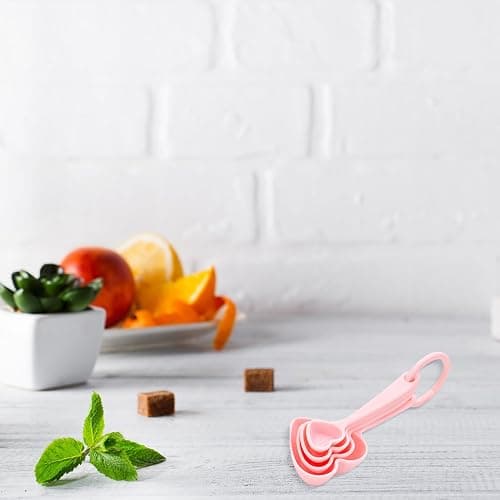 BRIGHTFUFU Heart Shaped Measuring Spoons Set of 12 Pcs Plastic Dessert Coffee Tea Kitchen Tableware for Home and Restaurant Baking thumbnail 6