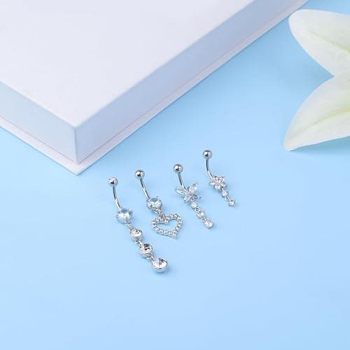 LEE&RO Belly Button Ring Dangle Stainless Steel Belly Rings 14G Belly Button Piercing Cute Navel Ring Belly Piercing Jewelry thumbnail 3