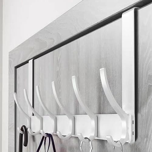 CASPLUS Over Door Hooks, Heavy Duty Over Door Hanger, 12 Door Hooks for Coats, Hats, Bags, Clothes, Towels, White thumbnail 2