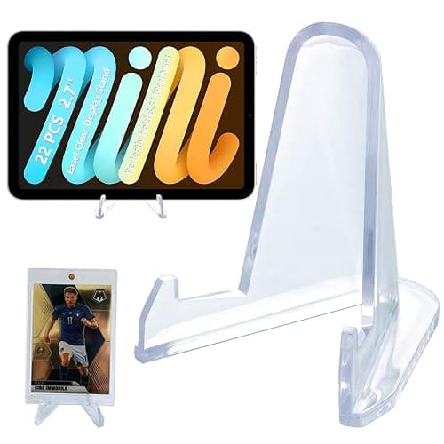 LRANFOW Thickened Acrylic Card Stands Mini Easel Holder, Sports Card Stands, Trading Graded Card Stand for Displaying Pocket Graded Card Challenge Medals Casino Chips, 22 Pack 2.7 Inch Tall Clear thumbnail 7