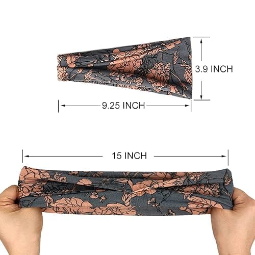 YONUF Boho Headbands For Women Fashion Wide Headband Yoga Workout Head Bands Hair Accessories Band 6 Pack thumbnail 3