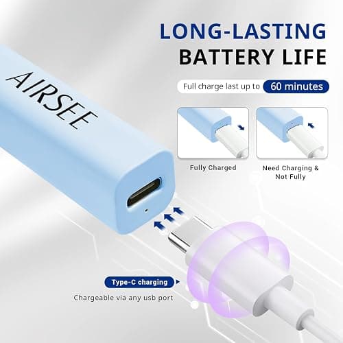 AIRSEE Mini Handheld UV Light for Gel Nails with Stand, Home & Travel,Blue | 2 Timers & Cordless,Portable Rechargeable Nail Lamps for Fast Extension,Rhinestone Glue Decoration,Gel Nail Strips thumbnail 4