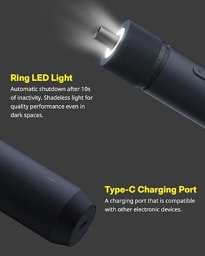 HOTO Electric Screwdriver Kit, Upgraded 1/4'' Hex 25 Bits, Magnetic Lid, Rechargeable Cordless Screwdriver, 3 Torque Settings, 1500mAh Battery, LED Light, Ideal for Assembling Furniture, Home Repair thumbnail 4