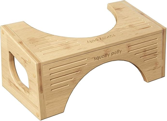 Squatty Potty The Original Toilet Stool - Bamboo Flip, 7" and 9" Adjustable Heights, Brown - Improve Bathroom Posture and Comfort thumbnail 4