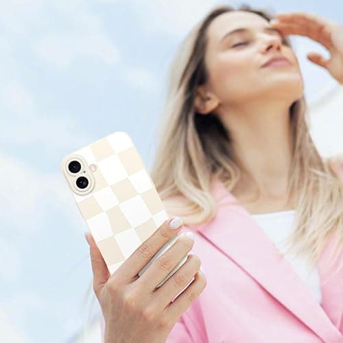 KANGHAR Compatible with iPhone 16 Case Checkered -White | Silicone Cute Pattern, Camera Protection Soft Slim Phone Case for Girls Women thumbnail 6