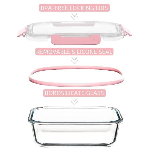 FAWLES 12 Pack Glass Storage Containers with Lids, Leak-Proof Meal Prep Containers, Dishwasher/Microwave/Oven/Freezer Safe Glass Food Storage Containers for Leftovers, to Go thumbnail 4