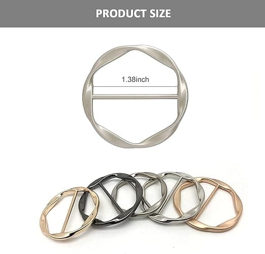 5PCS Silk Scarf Ring Clip T-shirt Tie Clips for Women Fashion Metal Round Circle Clip Buckle Clothing Ring Wrap Holder with 1 Storage Bag thumbnail 6