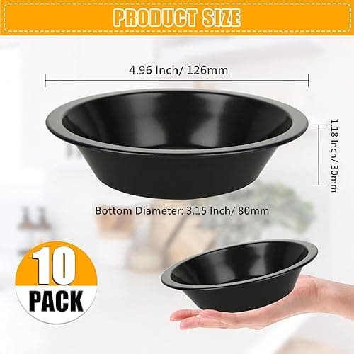 RHBLME 10 PACK Mini Pie Pans, 5 Inch Reusable Small Pie Pans Nonstick Small Pie Tins, Carbon Steel Pie Pans for Baking, Round Bread and Meat Pie Tins for Cake Bread Meat Dessert thumbnail 3