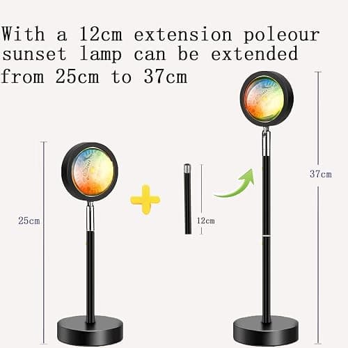 Lampe Coucher de Soleil, Sunset Lamp avec USB, Lumière Arc-en-Ciel Veilleuse LED Réglable en Hauteur 24 Couleurs 4 Modes dynamiques Deux Télécommandes Rotation 180°, Selfie/Photographie/Fête thumbnail 4