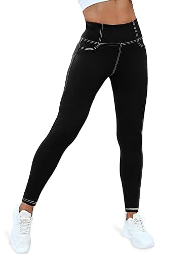 VOOVEEYA Curvy Womens Leggings, High Waisted Yoga Pants with Back Pockets, Tummy Control - Buttery Soft - Stretchy thumbnail 2