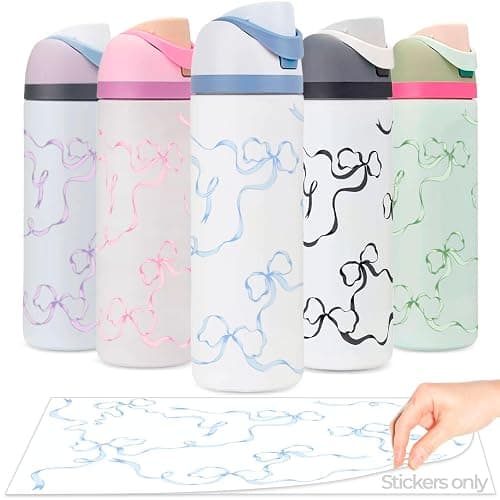 Kaitiaki Bows Stickers for Custom Owala Accessories - Cute Tumbler Decals, Fits 24oz Urban Outfitters Owala Bottles (Ocean Breeze Bow, Blue) - Image 1
