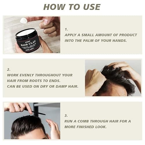 CNNY Men's Hair Styling Clay 3.53 oz, Firm Hold, Matte Finish, Hair Clay with Natural Ingredients, Add Volume & Texture, Premium Men’s Hair Type thumbnail 3
