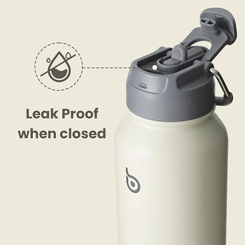 BOTTLE BOTTLE Insulated Water Bottle 950ml(32oz) Stainless Steel Sports Water Bottles with Straw Dual-use Lid Drink Flask Design for Gym with Pill Box (Gray) thumbnail 6