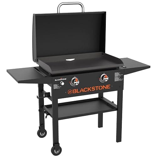 BLACKSTONE 1883 Original 28” Griddle with Integrated Protective Hood and Counter Height Side Shelves, Powder Coated Steel, Black - Image 1