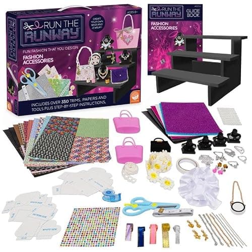 MindWare Fashion Designer Kits Ages 8+ - Run The Runway DIY Craft Kit for Girls - Creative Learning Activity for Kids - Design Bags & Jewelry - Image 1