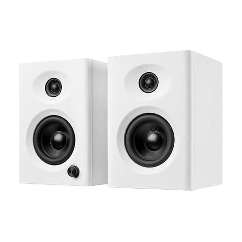 NSY Audio Powered Bluetooth Bookshelf Speakers for Mac/PC Gaming & Music | Max 60W Active Studio Monitor with Bass & RCA/AUX Input, Wireless Audio for Desktop Computer, Laptop, White Pair - Image 1