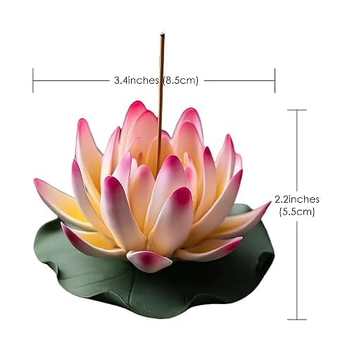 HannaFires Pink Ceramic Lotus Incense Burner, Home Fragrance Holder, Indoor Decor, Handcrafted Realistic Lotus Design, Yoga Studio, Valentine's Day, Housewarming Gift thumbnail 3