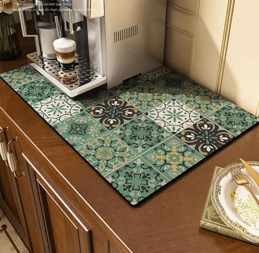 Cciphy Cute Coffee Maker Mat for Countertops Bar Accessories, Colorful Dish Drying Pad for Kitchen, Absorbent Quick Drying Mat, 12 X16 inch (Color C, 16"x12") thumbnail 8
