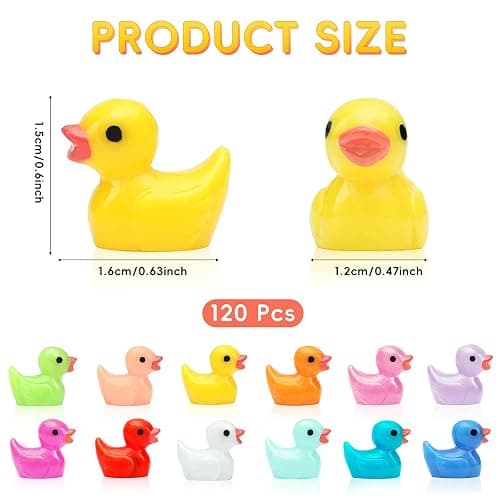 GOTFUN Mini Resin Ducks Figures, 120 Pcs Cute Tiny Little Ducks Ornaments Miniatures Toy Baby Bath for Fairy Garden Aquarium Dollhouse Landscape Decorations Mini Stuff Figures Home Decor (12 Colors) thumbnail 3