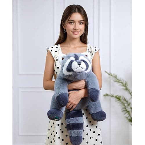 Labauxite Raccoon Plush, Raccoon Stuffed Animals, Cute Plush Toys Realistic Raccoons Body Pillow Hug Sleeping Fluffy Animal Toys for Kids, Bed Decor Plushie Doll Birthday Gift (17.7in) - Image 1