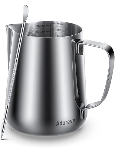 Milk Frothing Pitcher, 8.5oz/12oz/20oz/32oz/50oz/66oz Milk Frother Cup Stainless Steel, Espresso Accessories, Milk Steaming Pitchers Coffee Cappuccino Latte Art Barista Milk Jug Cup with Art Pen,12oz - Image 1