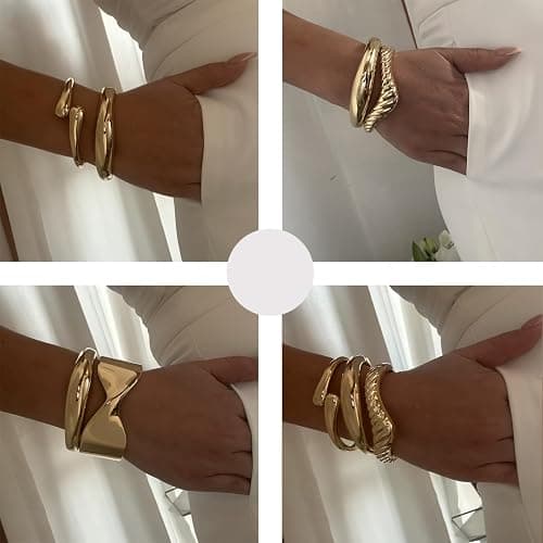 Chunky Gold Bangles Bracelets thumbnail 5