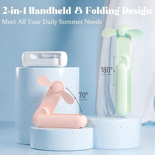 Lerat Portable Handheld Fan, 2 IN 1 Mini Hand Fan, Battery Operated [8-15 Working Hours], USB Rechargeable Personal Foldable Fan for Indoor, Small Pocket Fans Travel Essentials for Outdoor (Blue) thumbnail 6