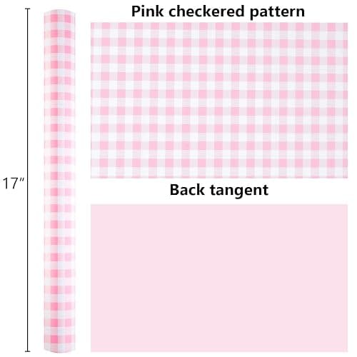 Burymento Pink Checkerboard Wrapping Paper, Gift Wrap for Birthday, Valentines, Mothers day, Graduation, Wedding, Fathers day, Baby Shower, Christmas (17in x 32.8ft) thumbnail 4