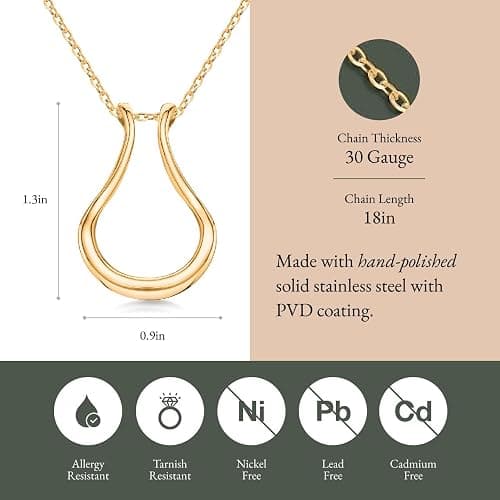 Emily C Ring Holder Necklace - Stainless Steel Necklace with Gold Finish - Engagement Gift for Doctors & Nurses - Gold Jewelry for Mom or Grandmother thumbnail 5