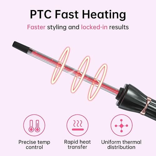 3/8 Inch Small Wand Curling Iron with 9 Temps, 9mm Mini Hair Curler with LCD Display, Fast Heat Up & Anti-Scald Design, Suitable for Short/Long Hair thumbnail 3