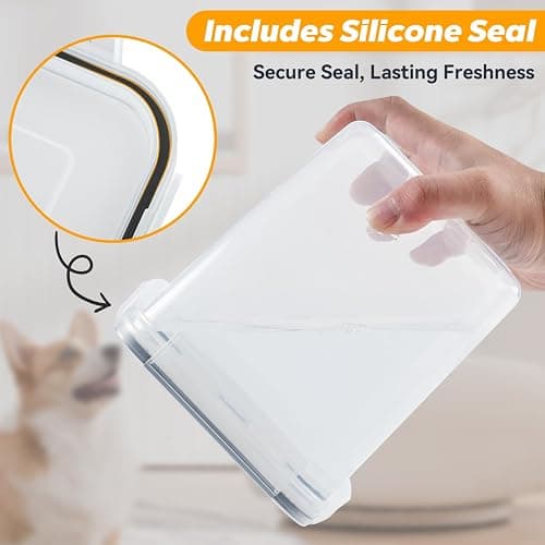 qeerable Airtight Dog Treat Container Set - Shatterproof Plastic Pet Treat Container with Scoops, Tongs & Labels - 3 Pack Clear Dog Cookie Jar for Kitchen Counter Organization & Freshness thumbnail 5