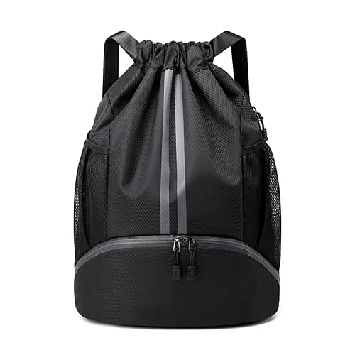 JELUTAR Drawstring Backpack Gym Bag with Shoes Compartment for Soccer, Basketball, Swim, Water-Resistant String Backpack Beach Cinch for Women Men - Image 1