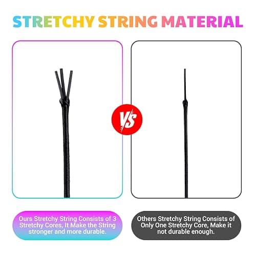 1 mm Stretchy Bracelet String with Scissors Beading Needle, 4 Rolls,660FT | Elastic String for DIY Crafts, Stretchy Cord for Jewelry Making Sewing Necklace Beading (Black, White, Rainbow) thumbnail 4