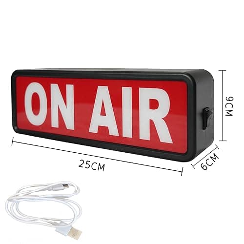 ON AIR Sign LED Light Recording Sign Studio Warning Signfor (Studio/Home Studio/Company/Desk or Wall Decor). Simple and Easy ON/Off Switch Button.Up Lighted Broadcast Warning Sign Finished - black thumbnail 2
