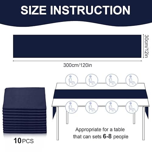 10 Pack 10ft Navy Blue Chiffon Table Runners Wedding Table Runner Sheer Romantic Tulle Table Runner for Christmas Wedding Bridal Tea Party Baby Shower Birthday Party Table Decorations(120 x 12 in) thumbnail 3