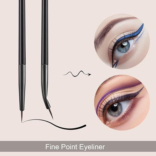 Rytrre 7 Pcs Eyeliner Brush, Angled Flat Definer Eye Liner Makeup Brushes, Ultra Fine Bent Pencil Point Eyeliner Brushes for Precision Liner thumbnail 5