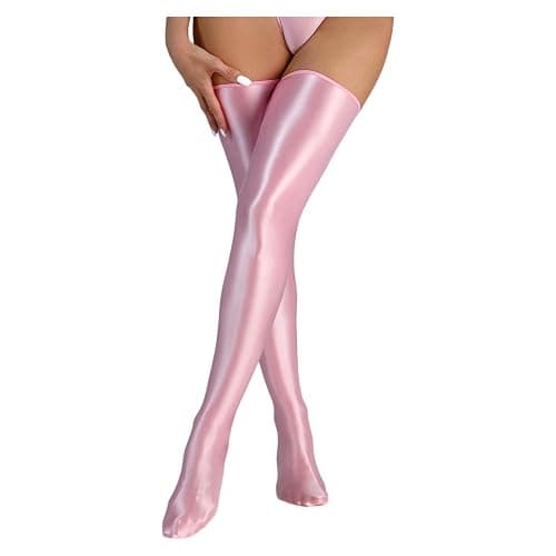 Men's Sissy High Over Knee Glossy Oil Shiny Stocking, Femboy Thigh High Stockings, for Cross-dressing - Image 1