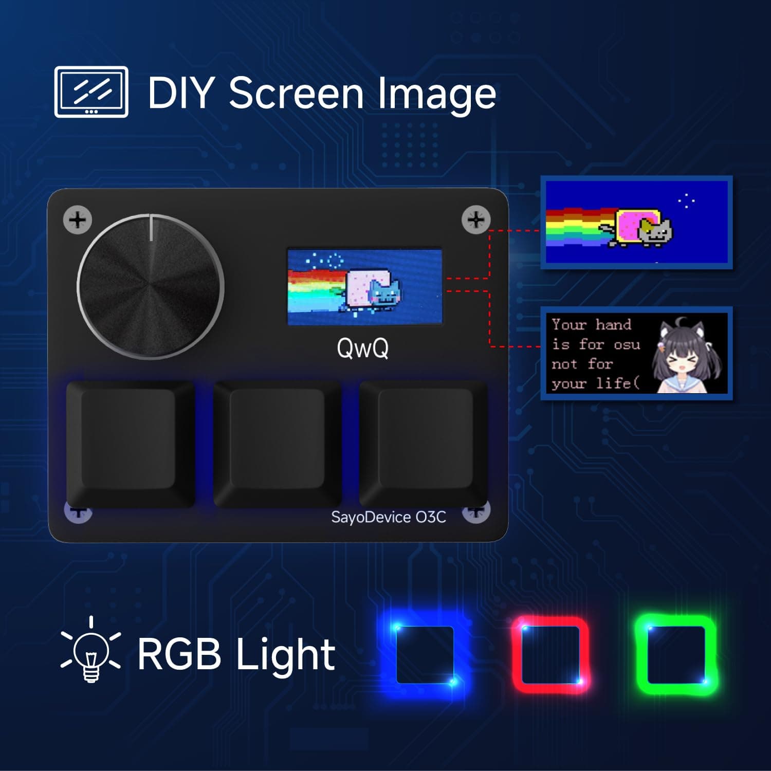 O3C Rapid Trigger Hall Effect Keyboard Suitable for OSU and Geometry Dash Rhythm Game Macro Keypad with Magnetic Linear Switches (Black, Gateron KS-20 White Switch) thumbnail 5